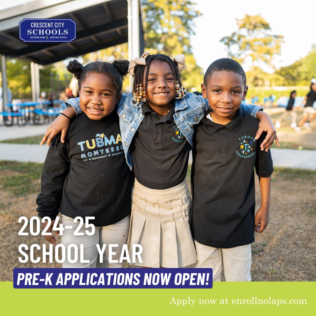 CCSNOLAed's tweet photo. Pre-K applications for the 2024-2025 school year are now OPEN! 🎉 Secure a foundation for lifelong learning at one of our Crescent City Schools. 🏫 Apply today at https://t.co/iXTMYPnP7V 

#CrescentCitySchools #NOLATeachers #NOLAedu #NOLA #NOLASchools #NOLAEducation https://t.co/zpGsL6IeoM