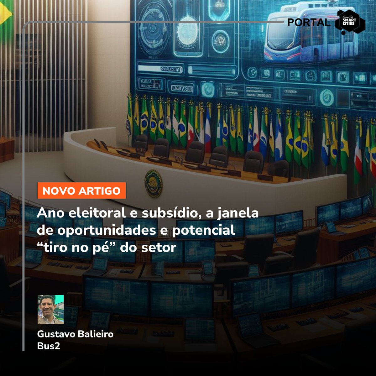Confira o artigo do colunista do Portal CSC: Gustavo Balieiro, diretor da Bus2 – Mobilidade baseada em dados, sobre “Ano eleitoral e subsídio, a janela de oportunidades e potencial “tiro no pé” do setor”.

Acesse o artigo: portal.connectedsmartcities.com.br/2024/01/16/ano…
