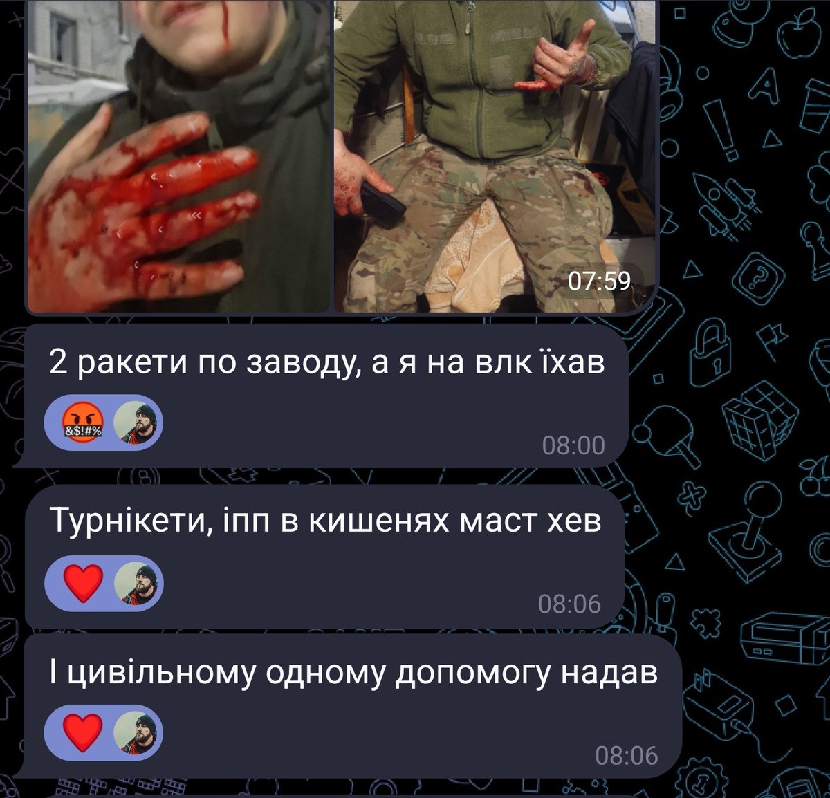 В країні війна, ворог - йобані терористи. Якщо ви притомна людина, то у вас мають бути з собою засоби для надання першої домедичної допомоги. А разом з засобами - вміння їх використовувати. Це критично важливо для вас та тих, хто навколо. Це коллективна безпека.