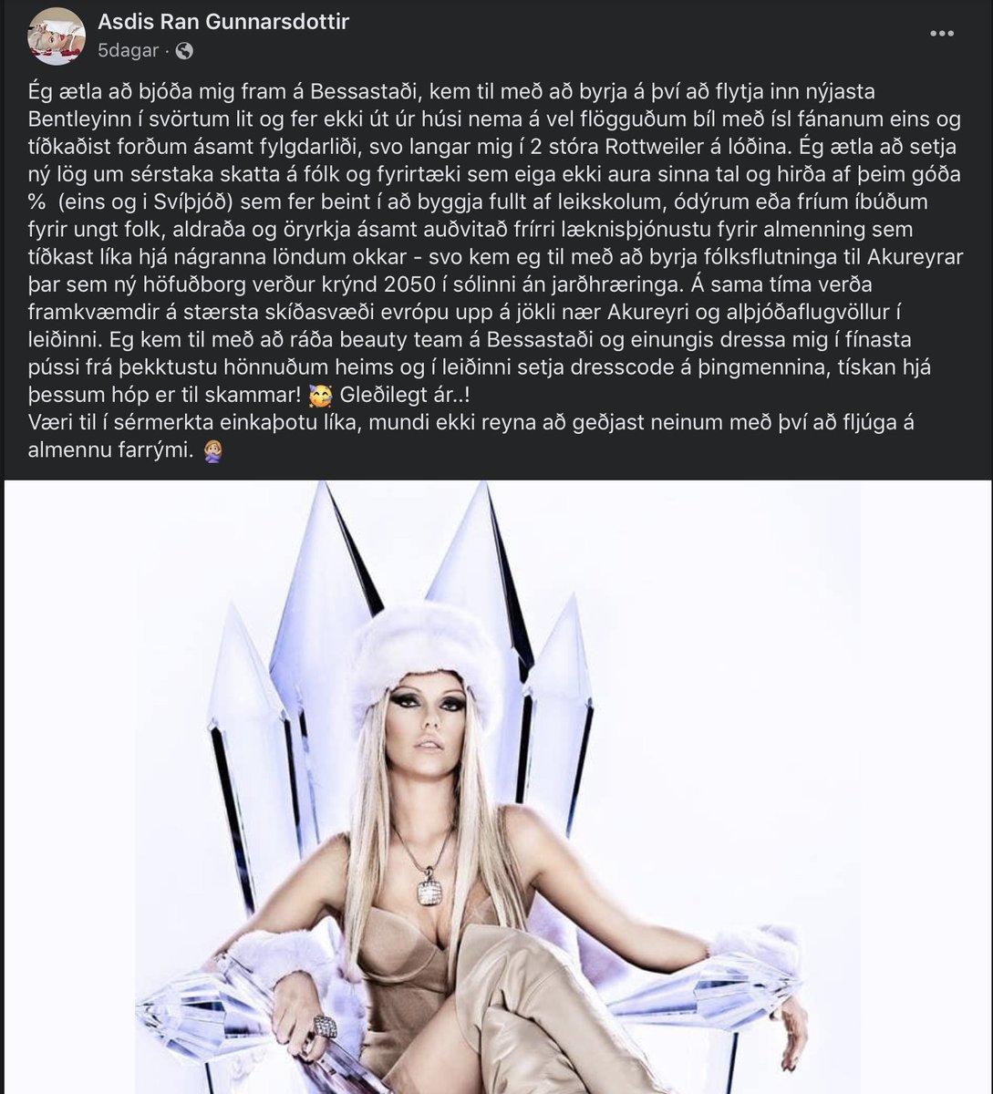 Ísdrottningin Ásdís Rán Gunnarsdóttir tilkynnti framboð sitt á dögnunum.