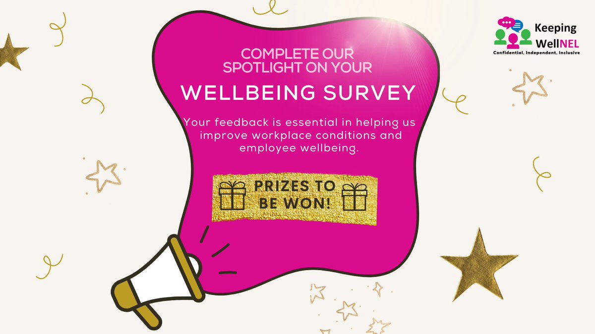 Attention! Complete our Spotlight on Your Wellbeing Survey for the #SocialCare sector and let your voice be heard.Improving workplace #wellbeing starts with YOU.  Take part now and be in with the chance to win some exciting PRIZES!  

keepingwellnel.nhs.uk/social-care-ne…