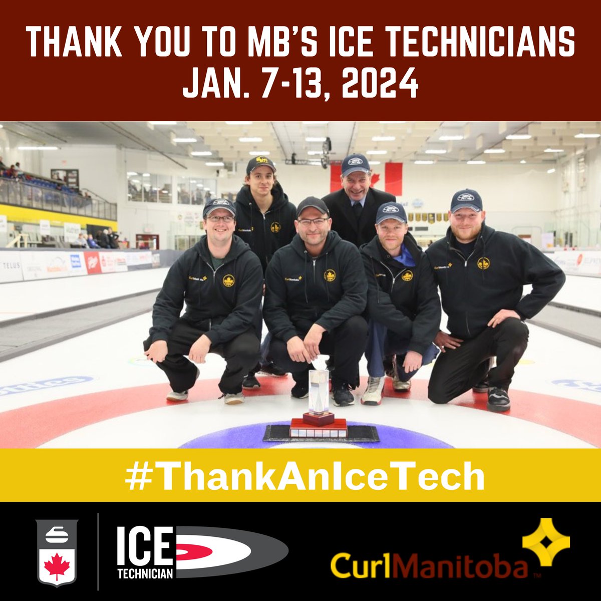 curlmanitoba's tweet image. Celebrate Manitoba’s ice makers from January 7-13! We’re thankful to have Greg Ewasko and Matt Rankine who take care of our Viterra and Scotties ice as well as all ice technicians who keep our curling clubs and leagues going! 🧊🥌

THANK YOU ❤️

#ThankAnIceTech