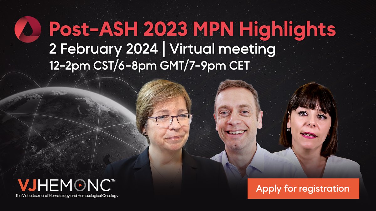 We’re hosting a Post-ASH Virtual Highlights Series, featuring presentations & discussions on selected abstracts from #ASH23, w/ leading #HemOnc experts 💻🩸 Join us for our #MPN session, chaired by @harrisoncn1 Check out the agenda & REGISTER NOW 👉 vjhemonc.com/feature/post-a…