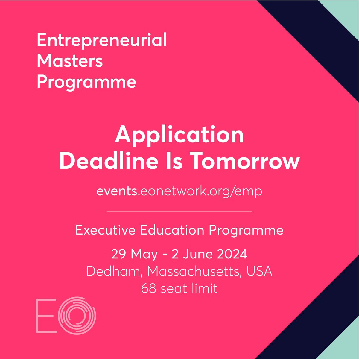 EntrepreneurOrg's tweet photo. Time waits for no one—act now to forge your future.
Deadline for applications is 10 Jan. Hurry, apply now! https://t.co/QSwrQniMNn
#EO #EOEMP #Entrepreneurship #ThirstForLearning #TogetherWeGrow #ExecutiveEducation https://t.co/MNsnrW3UdF