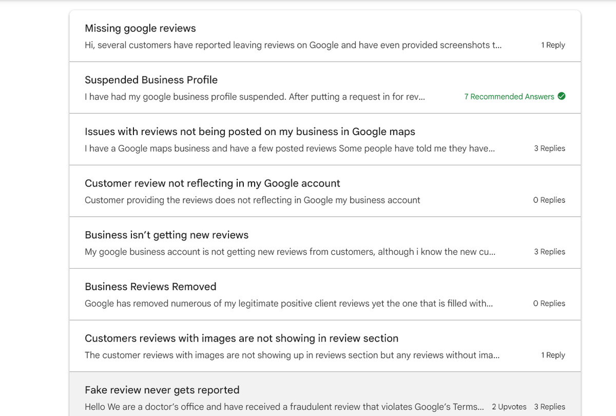 MakeItHappe_n's tweet photo. @GoogleSmallBiz Honestly have you looked at your Google Business Profile Community complaints regarding reviews not getting published? You are flag genuine reviews. Lots of complaints. Your AI and algorithm is way off on this @GoogleMyBiz @searchliaison https://t.co/BI7bdM6k66