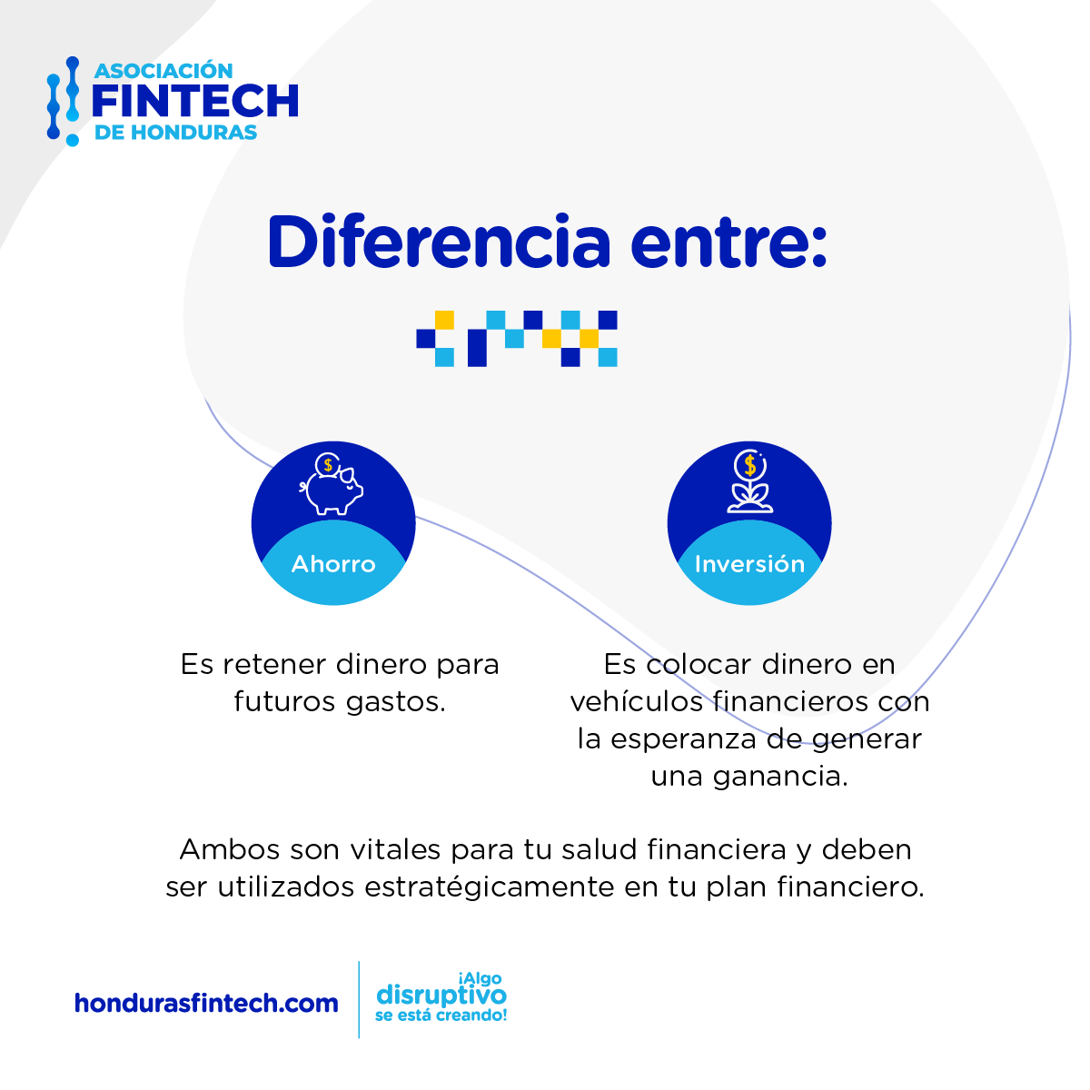 ¿Conoces la diferencia entre ahorro e inversión?

Ambos son vitales para tu salud financiera.

#tipseducaciónfinanciera #afinh