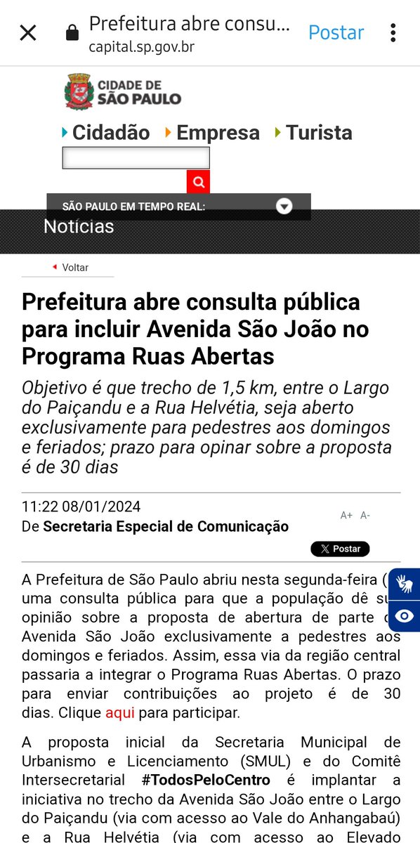 CicloCentro_SP's tweet photo. SÃO JOÃO ABERTA.
A @prefsp abriu consulta pública para estender o #RUASABERTAS na extensão da via entre o elevado e o Lgo. Payssandu.
Qual sua opinião?
https://t.co/vUT9XxDSYr https://t.co/ZUMSh0IElj