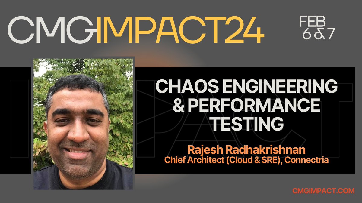 cmgnews's tweet photo. At #IMPACT2024, Rajesh Radhakrishnan will present on a holistic Chaos Engineering framework that highlights the context of chaos engineering and performance testing. Read more and register! https://t.co/GFvALvftCG https://t.co/XR6JSnkSNY