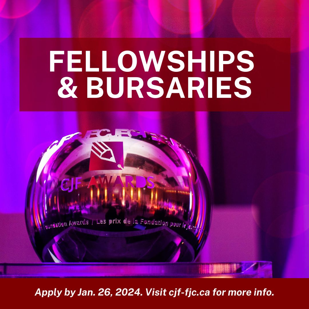 cjffjc's tweet photo. Early career journalists: The CJF is proud to offer fellowships &amp; awards aimed at fostering excellence in early-career journalists. The deadline for applications is Jan. 26. https://t.co/g7M7YMtyoR