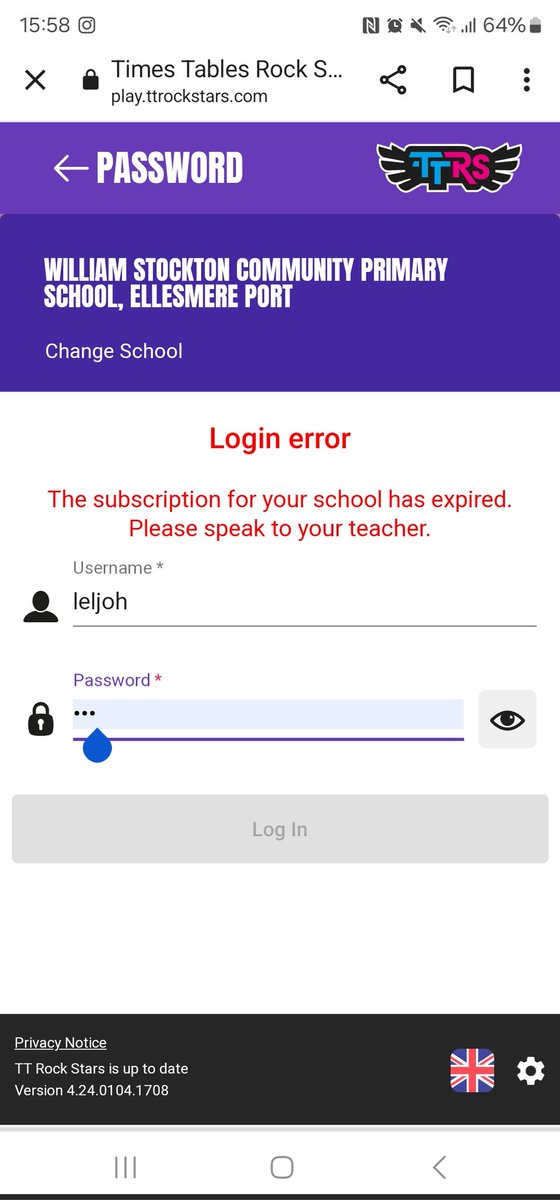 Has ttrs finished now leland tried to go on it and it says this xx <a href="/school_ws/">WIlliamStockton</a> <a href="/WSClass4S/">Class 3/4S</a> @wfedwelfare