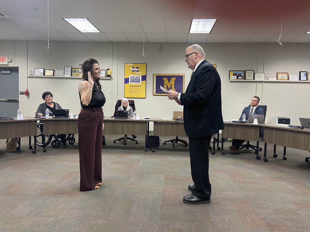 Maumee City Schools welcomes new Board of Education members Andrea Ankenbrandt (left/top) and Allison Fiscus, who were sworn into office at last evening's Board of Education meeting by Treasurer Paul Brotzki. 
#WeAreMaumee