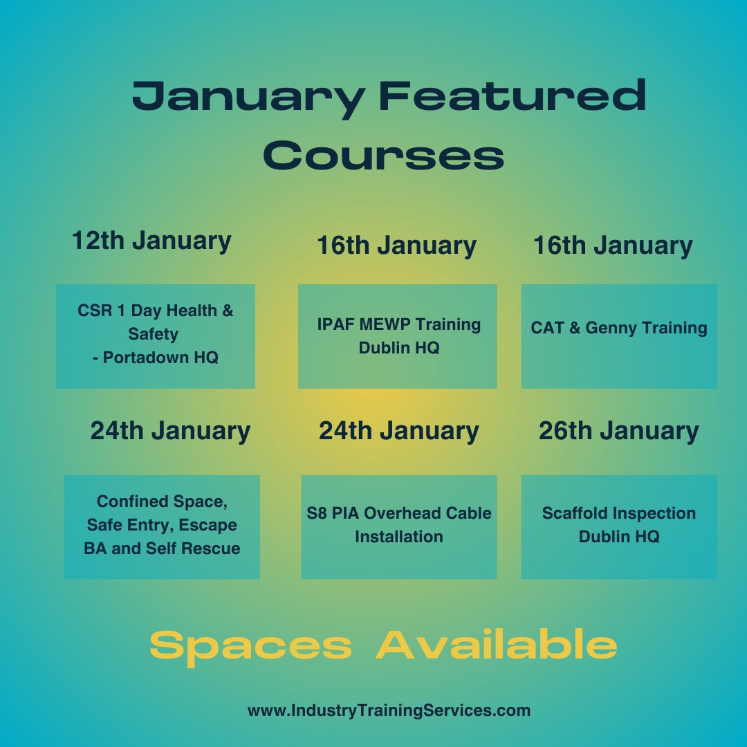 𝐈𝐧𝐭𝐞𝐫𝐞𝐬𝐭𝐞𝐝 𝐢𝐧 𝐨𝐮𝐫 𝐮𝐩𝐜𝐨𝐦𝐢𝐧𝐠 𝐜𝐨𝐮𝐫𝐬𝐞𝐬? 📷
Check out the link for more info our upcoming courses for January, February and March 📷

mailchi.mp/.../its-oct-no…...

𝐂𝐨𝐧𝐭𝐚𝐜𝐭 𝐔𝐬:
 Portadown HQ: 028 3839 8700
Dublin HQ: 01 891 6105