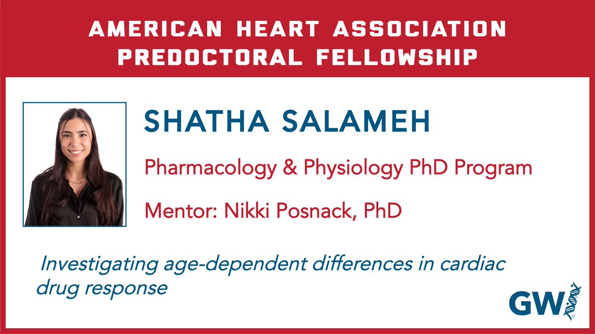 GW Integrated Biomedical Sciences (@gw_ibs) on Twitter photo Thrilled to kick off 2024 with the amazing news that #GWIBS student <a href="/ShathaSalameh_/">Shatha Salameh</a> has won a fellowship from <a href="/American_Heart/">American Heart Association</a> for her project, "Investigating age-dependent differences in cardiac drug response" in <a href="/NikkiPosnack/">Nikki Gillum Posnack</a>'s lab! #GotTheGrant #WomenInSTEM π« π π Thrilled to kick off 2024 with the amazing news that #GWIBS student <a href="/ShathaSalameh_/">Shatha Salameh</a> has won a fellowship from <a href="/American_Heart/">American Heart Association</a> for her project, "Investigating age-dependent differences in cardiac drug response" in <a href="/NikkiPosnack/">Nikki Gillum Posnack</a>'s lab! #GotTheGrant #WomenInSTEM π« π π