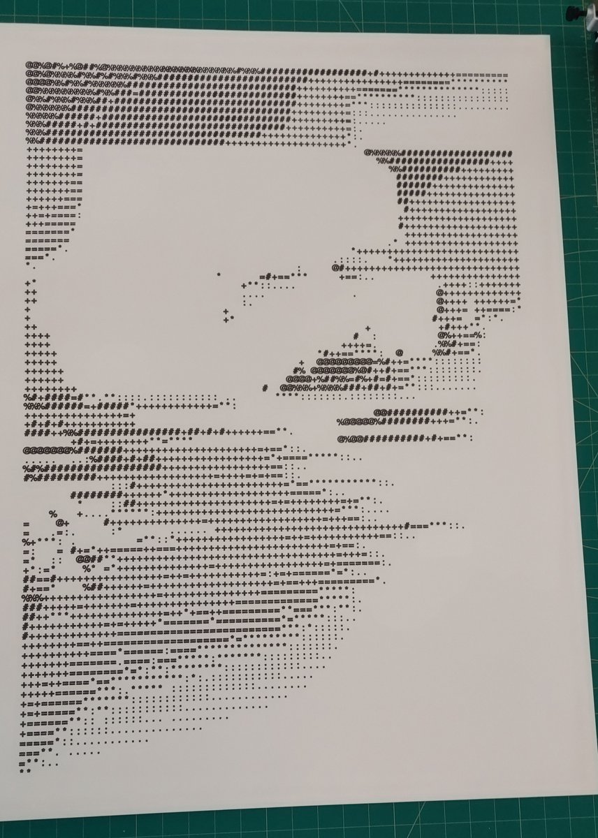 webspaceinvader's tweet photo. #genuary9 ascii. Self portrait put through a glitch process, then ascii. Pen plot white 160gsm Fabriano with Staedtler Pigment Liner 0.7 #genuary #genuary2024 #axidraw #genartsclub #plottertwitter https://t.co/HlkjW5agoL