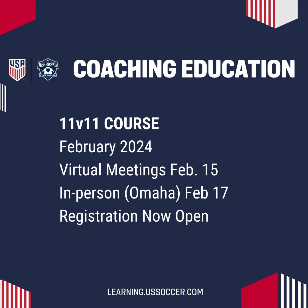 11v11 <a href="/ussoccer_coach/">U.S. Soccer Coaching Education</a> course next month! Registration now open: learning.ussoccer.com/coach/courses/…