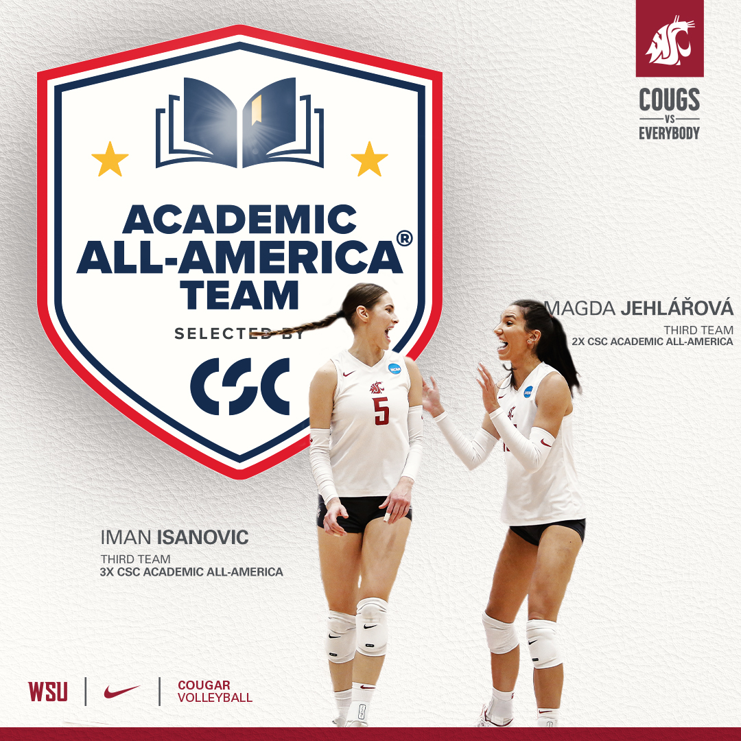 Leaders on the court AND in the classroom.  Congrats to our pair of CSC Academic All-America honorees, Magda &amp; Iman! 👏

📰 wsucougars.com/news/2024/1/9/…

#GoCougs #CVE