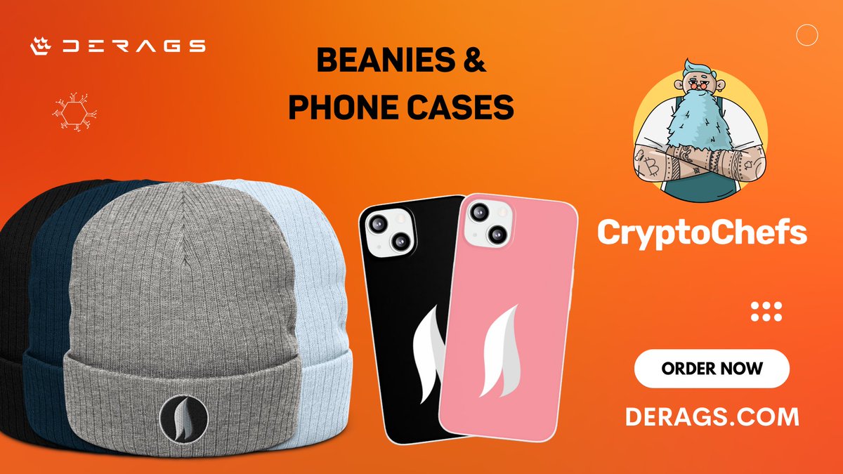 NEW #CryptoChefs $AROMA beanies &amp; phone cases 🔥 
derags.com 👈👉 @cryptochefs_io