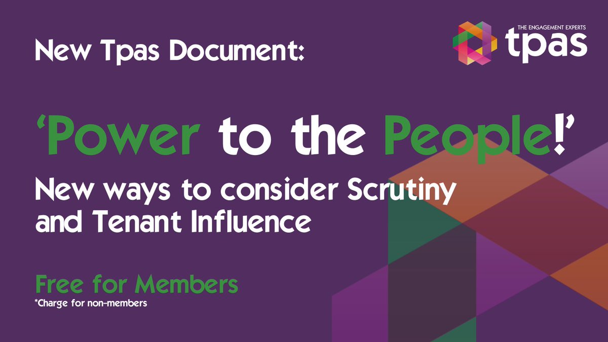 'Power to the People: New Engagement Methods for 2024', a new document from the Policy Team at Tpas England.

Members can access this document for free on our website. There is a charge for non-members.

Find it here: tpas.org.uk/knowledge-hub/… #ukhousing #engagementmethods