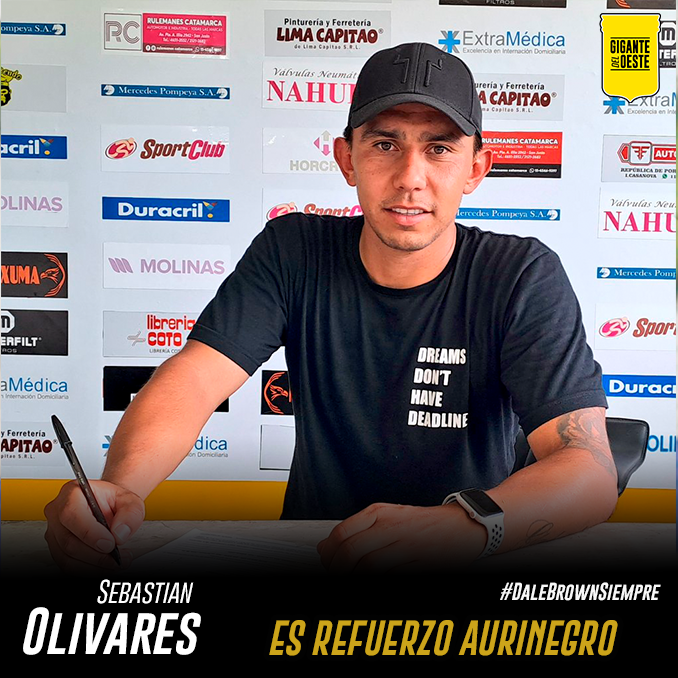 GiganteDelOeste's tweet photo. ✍️| #mercadodepasesdodepases | Sebastian Olivares firmo hasta fin de año, proveniente de Gimnasia de Mendoza. Defensor Central. 

@Club_AlteBrown  
#DaleBrownSiempre
#ClubAlmiranteBrown
#AlmiranteBrown https://t.co/L55FQYfz2L