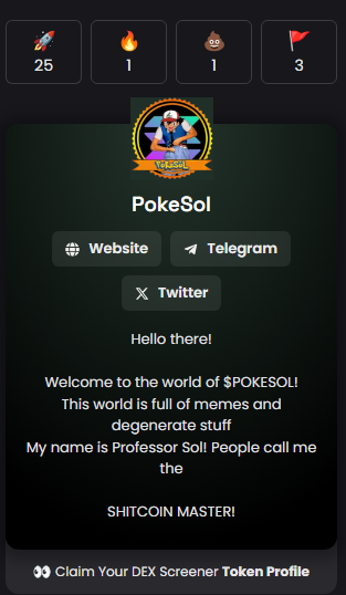 PokesolToken's tweet photo. Dexscreener verification is ready ! https://t.co/Var8i9dHrm