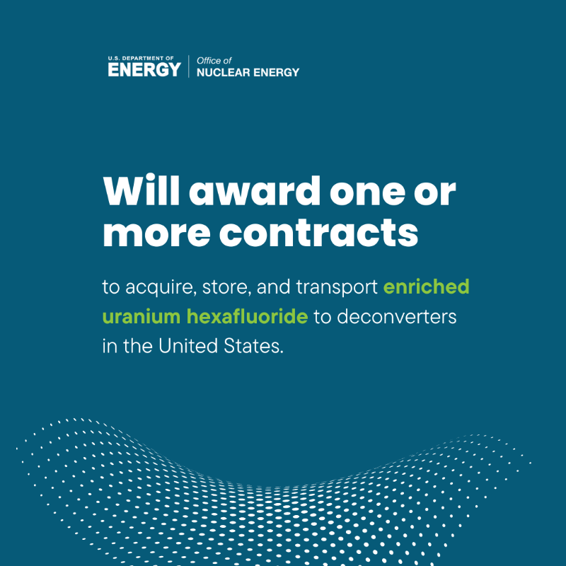 GovNuclear's tweet photo. BREAKING: @ENERGY seeks proposals to acquire enrichment services to help establish a reliable domestic supply of high-assay low-enriched uranium.