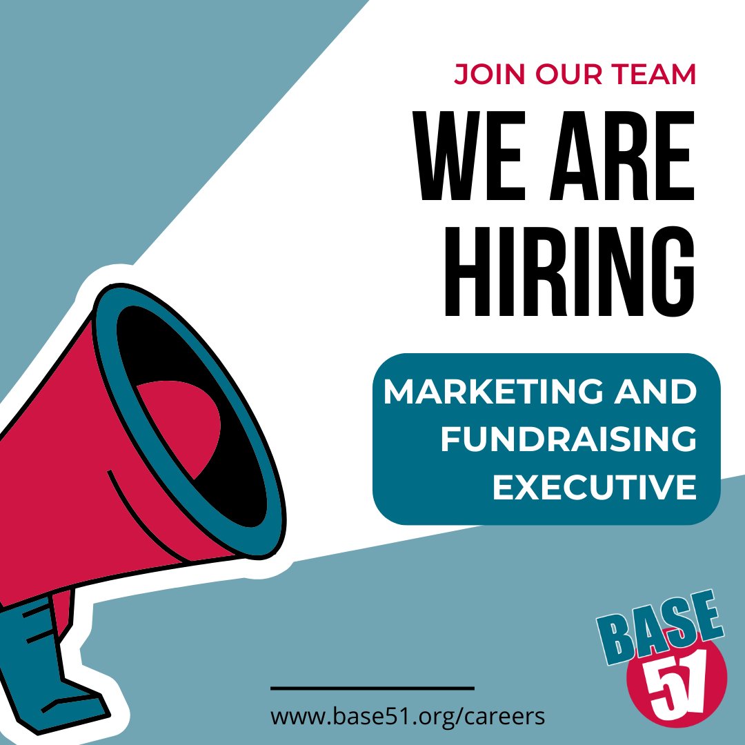 We are hiring a #marketing and #fundraising Exec! Help raise vital funds and awareness for Base 51!

base51.org/careers

#nottingham #nottinghamjobs #marketingjobs #charityjobs #fundraisingjobs