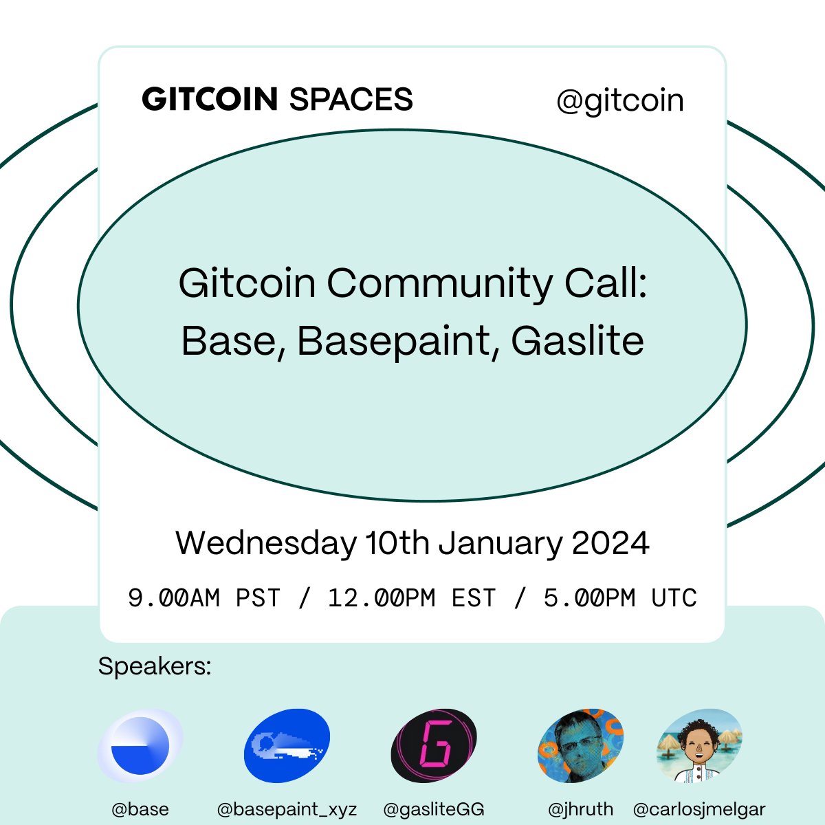 Gitcoin (@gitcoin) on Twitter photo 🌟First Community Call of 2024! 🌟
Join us for this week for alpha on funding opportunities coming to <a href="/base/">Base</a> through <a href="/grantsstack/">Gitcoin Grants Stack</a>, Featuring <a href="/basepaint_xyz/">BasePaint</a> and <a href="/gasliteGG/">gaslite</a>. Hosted by <a href="/carlosjmelgar/">carlosjmelgar.eth - on the ground</a> & <a href="/jhruth/">Jon (🌄,🌅)</a> 🫡
Set reminders here: x.com/i/spaces/1Mnxn… 🌟First Community Call of 2024! 🌟
Join us for this week for alpha on funding opportunities coming to <a href="/base/">Base</a> through <a href="/grantsstack/">Gitcoin Grants Stack</a>, Featuring <a href="/basepaint_xyz/">BasePaint</a> and <a href="/gasliteGG/">gaslite</a>. Hosted by <a href="/carlosjmelgar/">carlosjmelgar.eth - on the ground</a> & <a href="/jhruth/">Jon (🌄,🌅)</a> 🫡
Set reminders here: x.com/i/spaces/1Mnxn…