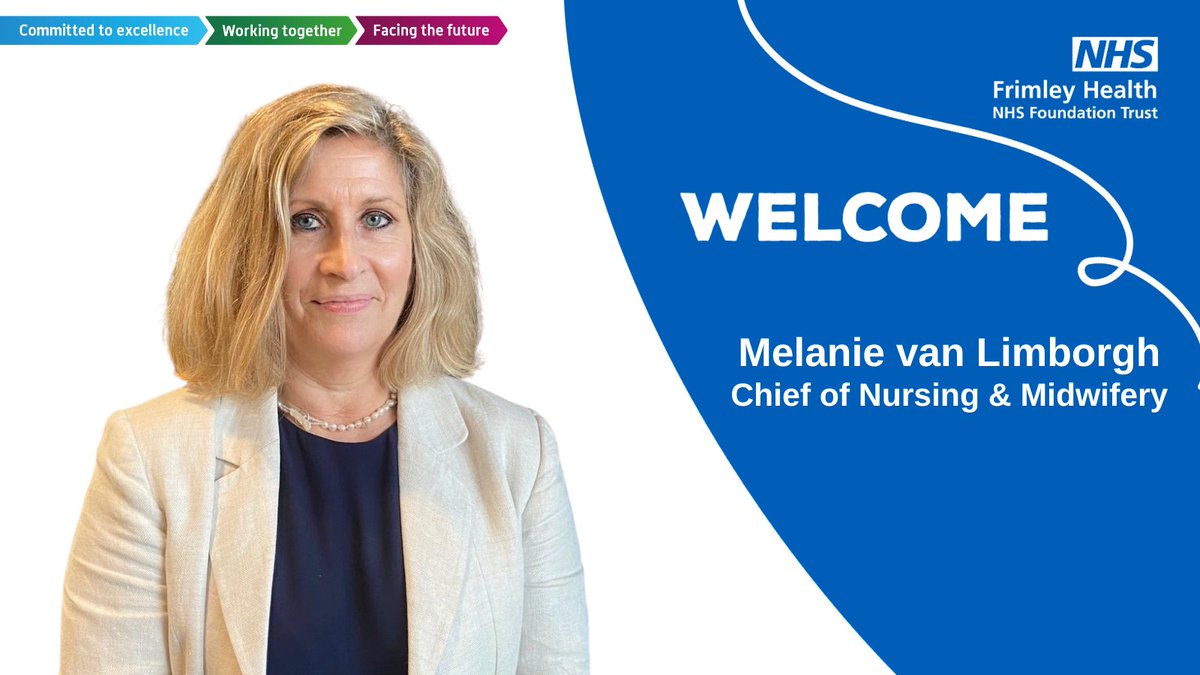 FrimleyHealth's tweet photo. This week we welcome Melanie van Limborgh who has started in post as #FrimleyHealth's new Chief of Nursing and Midwifery 💙 

Melanie says “I’m proud to be joining Frimley Health... building on the positive experiences my friends &amp; family have received."

https://t.co/iokxHi4p9H https://t.co/Mu4Qa3RJop