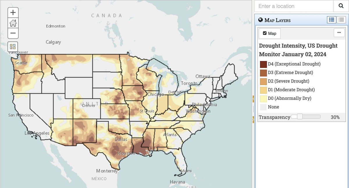 Check out the first drought monitor report of 2024! We update the #drought monitor in our map room every week. Explore the January 2 map now: cares.page.link/HMYe