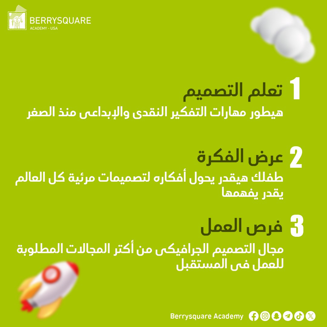 Berrysquareusa's tweet photo. 🚀ليه لازم تعلم ابنك مهارات التصميم الجرافيكي⁉️ 👧🏻🧑

#أكاديمية_بيريسكوير_��لتكنولوجية
#كورسات_التصميم_للأطفال https://t.co/juXCI0YQBI