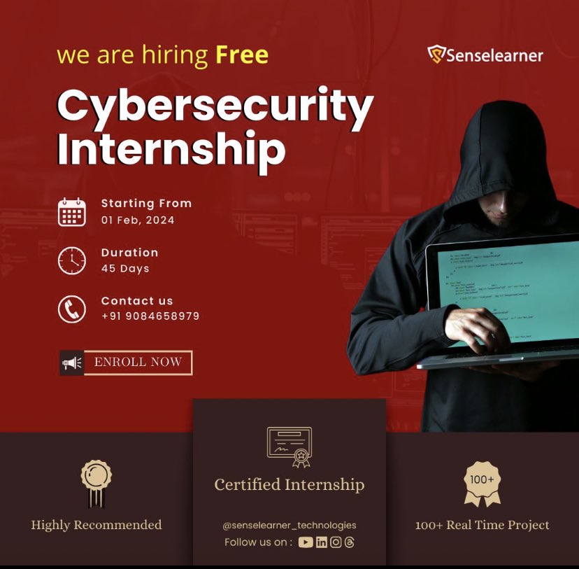brodaishola_'s tweet photo. FREE 45-Day Cybersecurity Internship

🛡️ Program Highlights:
👉 Duration: 45 days of immersive learning and hands-on experience.
👉Focus: Dive deep into cybersecurity fundamentals and real-world applications. https://t.co/GsTOCWMGc1