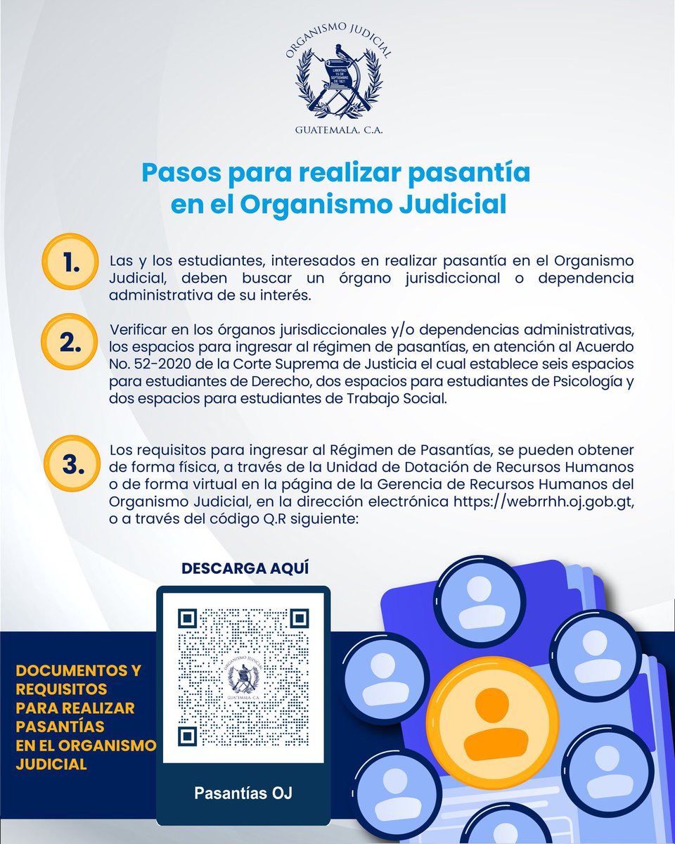 Pasos para realizar pasantías en el Organismo Judicial:         

#OJ #CSJ #PasantíasOJ
