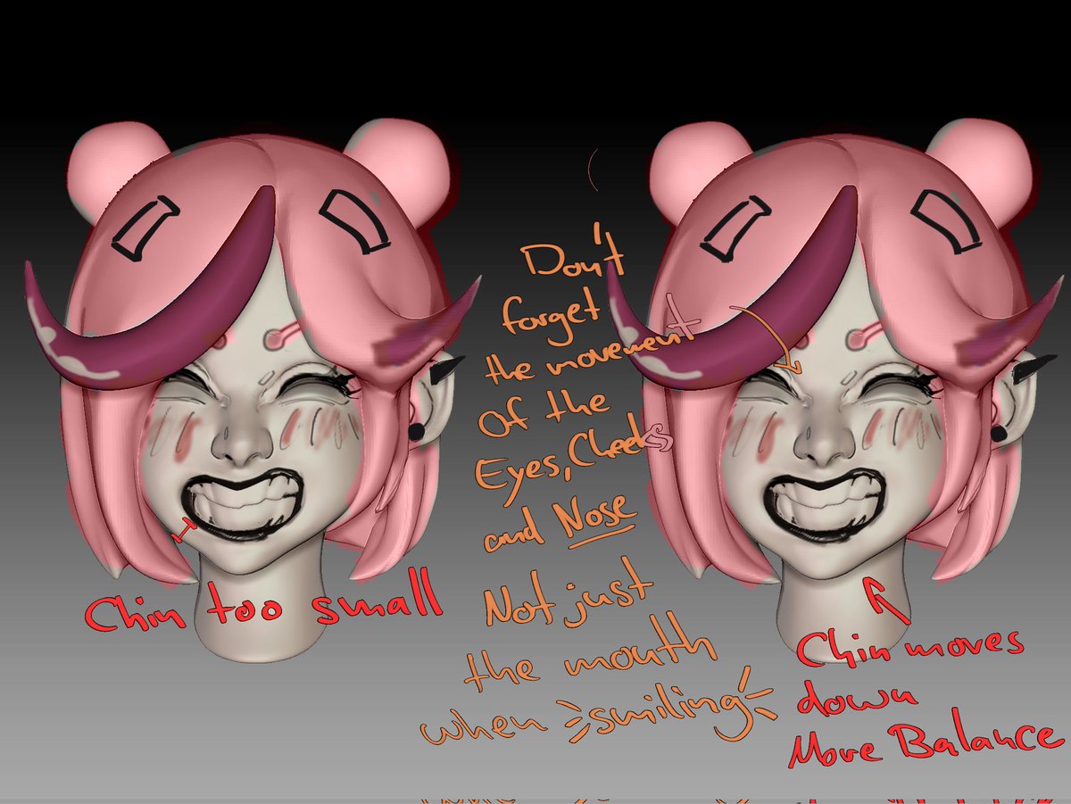 SKrojak's tweet photo. #Ztip Anime doesnt animate the chin or nose when talking or smiling because of budget. But you can reference real life for better a more grounded design when sculpting sylized. Dont just use references straight from the source. Use real life anatomy refs as well! #zbrush #3dprint https://t.co/DA0OyxNl6i