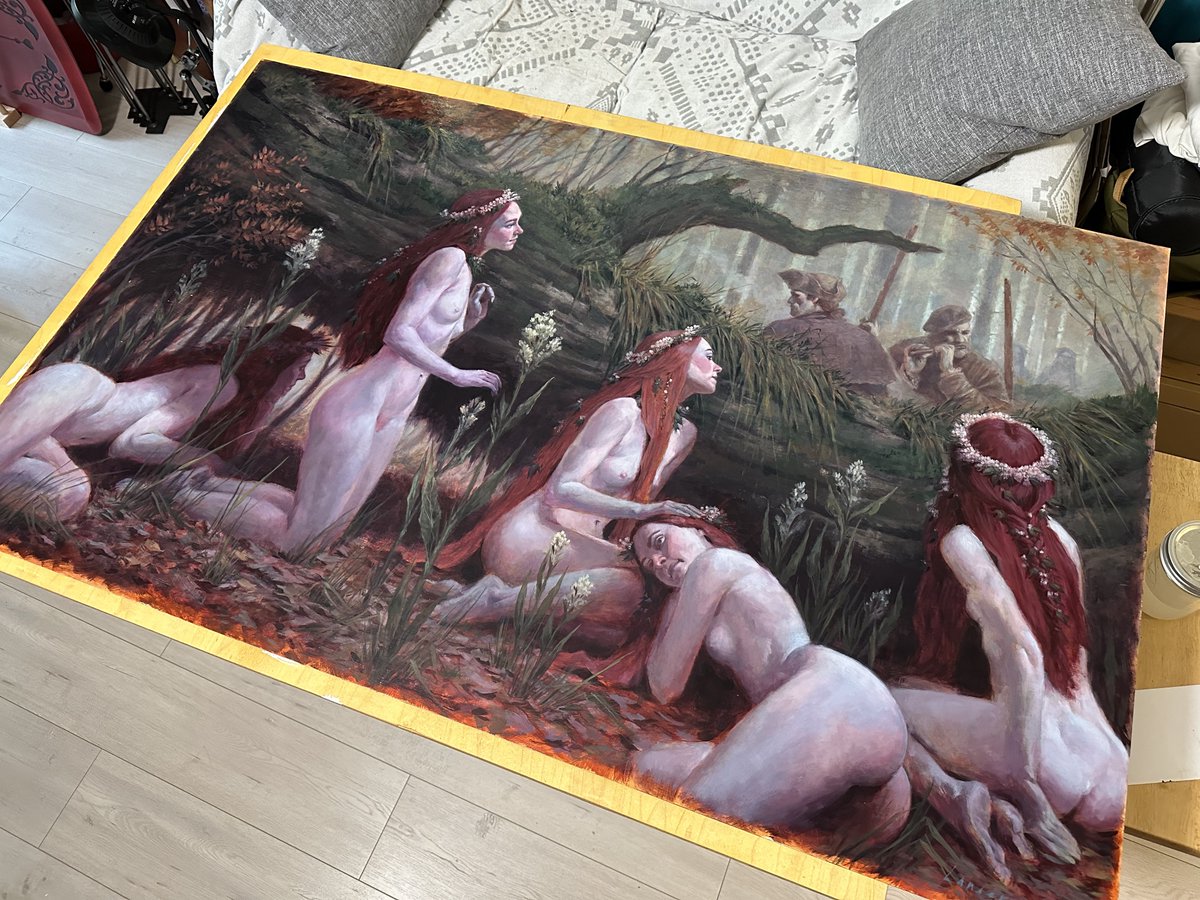 DanielLanderman's tweet photo. "Song of the Dryads" is finally varnished! Woohoo!
34"x55" oil on L64C linen. https://t.co/ZjeCEIJ50R