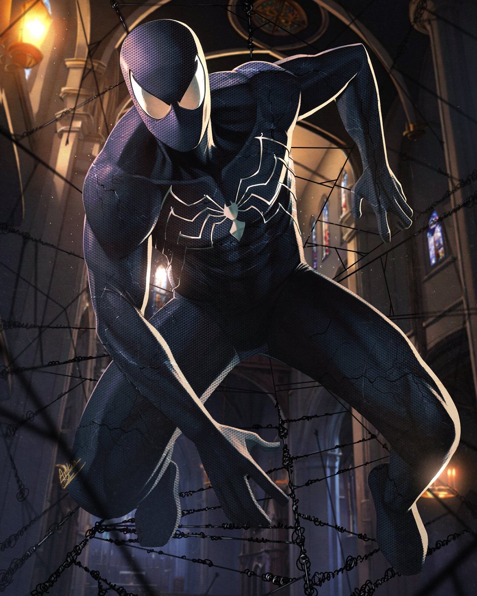 MCU SYMBIOTE SPIDER-MAN SUIT! This is what i imagine tom holland’s mcu black suit would look like, organic, sleek, simple and classic! #spiderman #venom #peterparker #milesmorales #digitalart