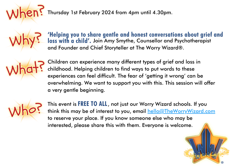 bigfootarts's tweet photo. An exciting invitation for schools &amp; the Bigfoot community to join our wonderful friends @TheWorryWizard for a webinar ahead of #childrensmentalhealthweek (5-11 Feb); we'll be there- will you?
#togethernotalone #childrensmentalhealth #mentalhealth #wellbeing https://t.co/zrAGGUwUCF