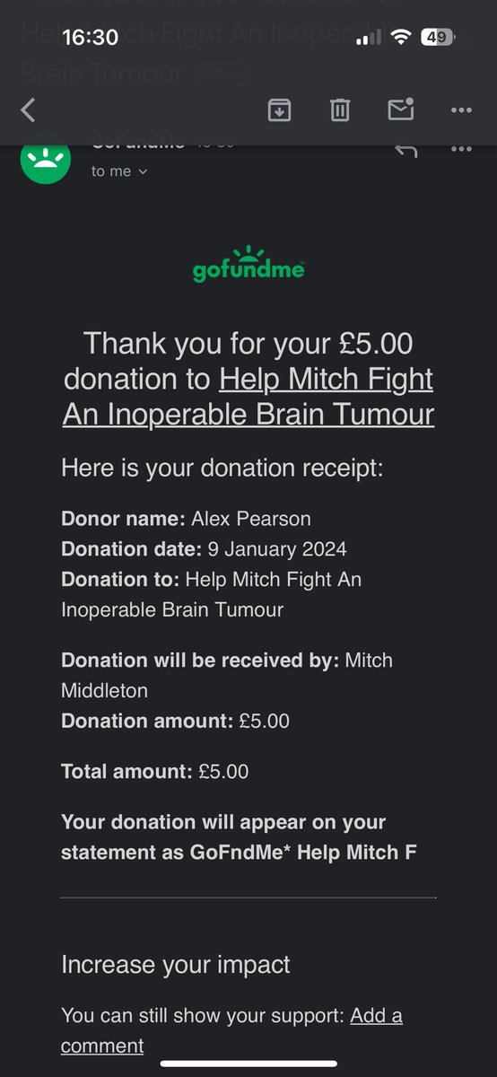 GENERALGRIGORY's tweet photo. @joe_newell93 Not much but every little helps, hope he gets through it https://t.co/12XPCQRJlu