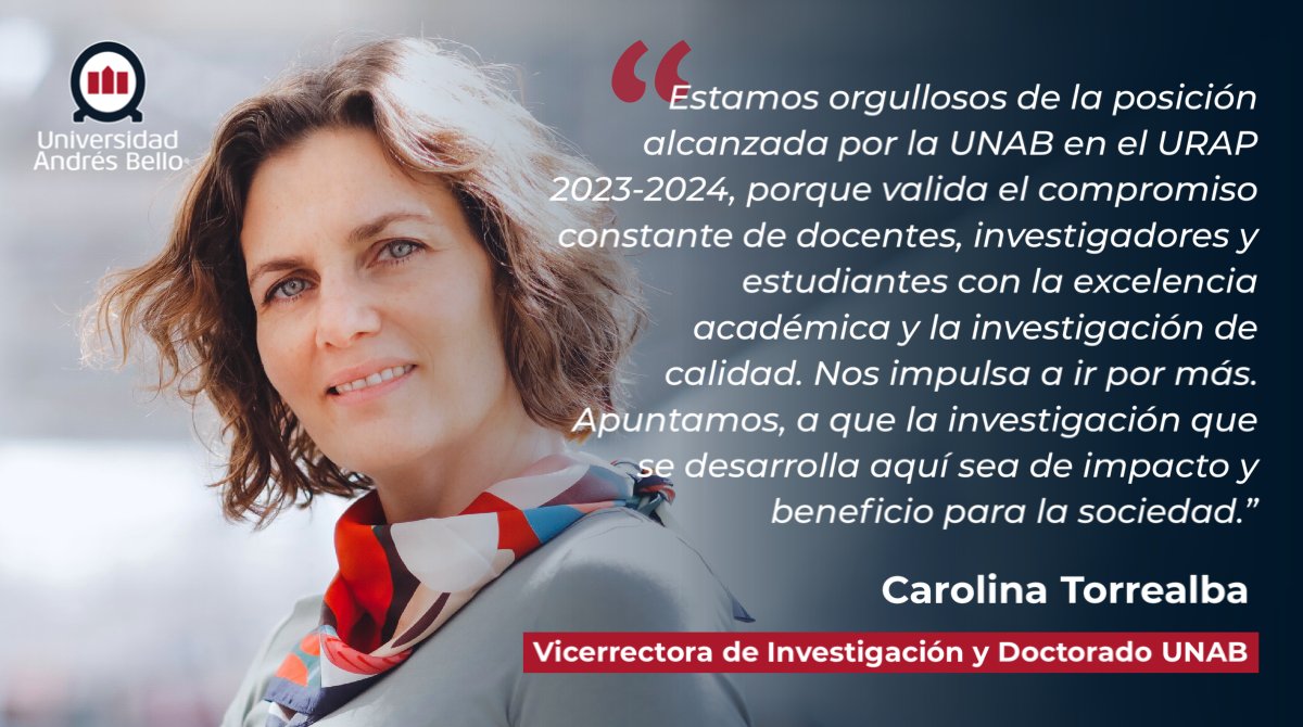 uandresbello's tweet image. ¡#OrgulloUnab! 👏 Universidad Andrés Bello entre las cinco mejores universidades de Chile en Ranking URAP 2023-2024 ✅ El University Ranking by Academic Performance es uno de los sistemas de clasificación universitaria que más instituciones abarca a nivel mundial, midiendo el…