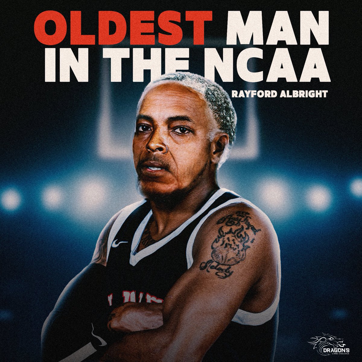 LaneAthletics's tweet photo. Meet Rayford Albright, the oldest basketball player in the NCAA, at the age of 28, who continues to lace up his sneakers and get buckets! https://t.co/EhFHXHWU9v