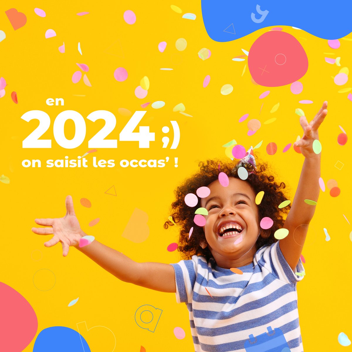 Babily's tweet photo. En 2024, on vous souhaite de saisir toutes les occas' ! Et pour que la chance soit toujours à votre dispo… Toute l'équipe de Babily vous souhaite une merveilleuse année 2024 !
#meilleursvoeux #belleannee2024 #voeux2024 #calendriercrechesfamilles #placesencreches https://t.co/jkBX18l3rQ