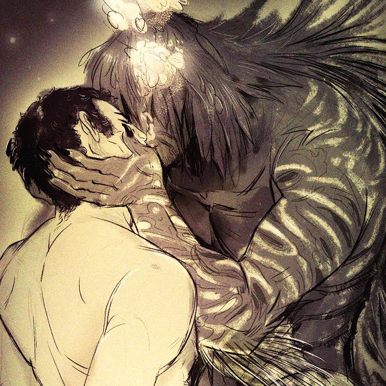BoxerDandy's tweet photo. Howdy #portfolioday 
I make #nsfwart, pinups and portraits of men romancing monsters ❤️‍🔥 https://t.co/EgT0L5X28Y