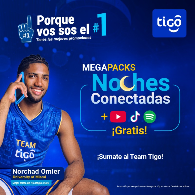 Tigo_Nicaragua's tweet photo. #PorqueVosSosElNumeroUno Compartí todo con tus Megapacks desde C$55 que traen YouTube, TikTok y Spotify ¡GRATIS! Además, pasá tus Noches Conectadas navegando de 10 p.m a 6 a.m. ¡Sin consumir tus GIGAS! *Condiciones Aplican