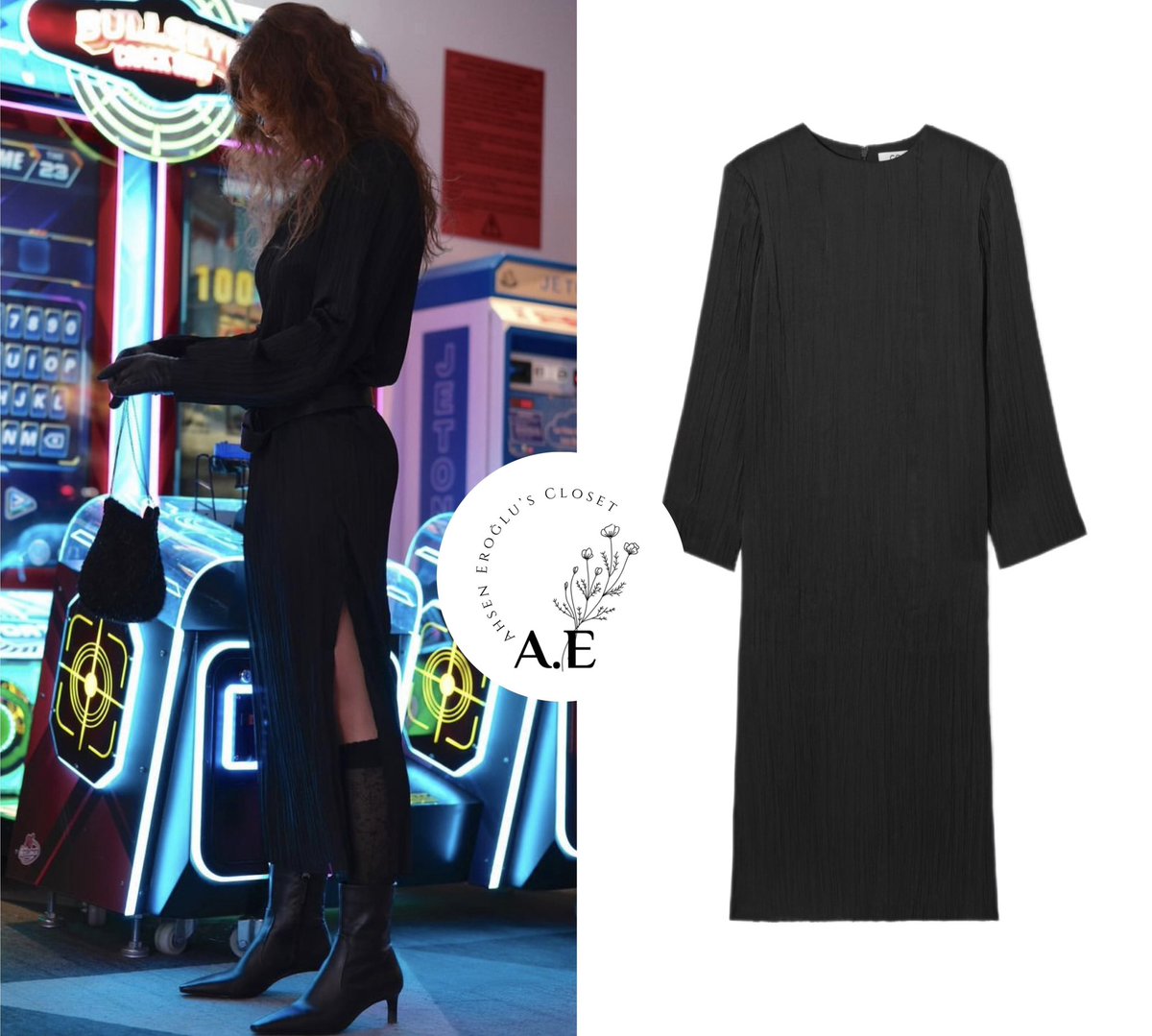 AhsenCloset's tweet photo. January 8th 2024 —— Ahsen via Instagram 🖤
——
Ahsen looks sophisticated in her Cos Long-Sleeved Plissé Midi Dress (on sale for £75) which she accessorized with Massimo Dutti’s Leather Belt with Embossed buckle (£24.95).

#ahseneroğlu https://t.co/dLLI51izAE