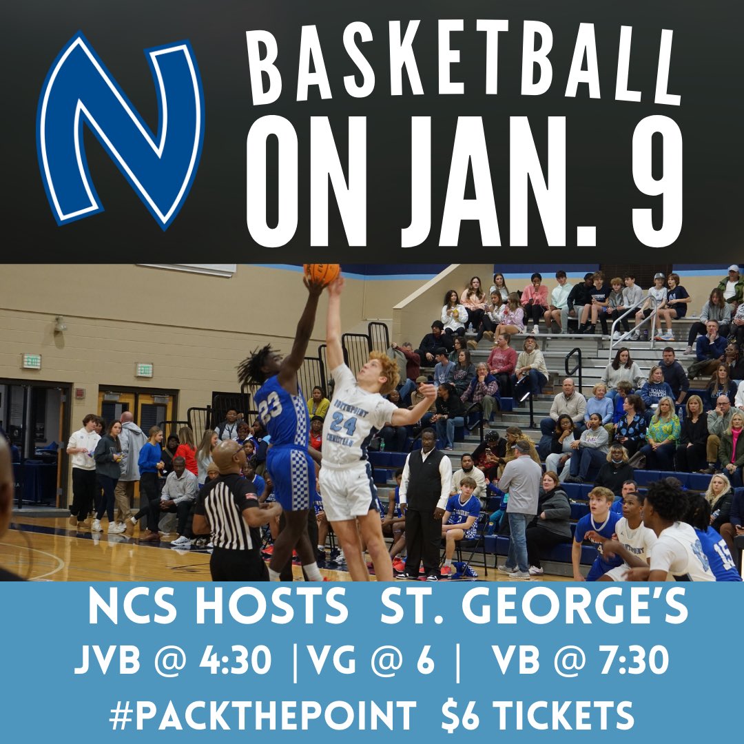 NCSThePoint's tweet photo. It is varsity basketball game day! #PackThePoint for games as the Trojans host the Gryphons of St. Georges. Tickets are $6 and should be purchased through https://t.co/xMZB8uF5wd in advance of the game. https://t.co/832i7RUPLs