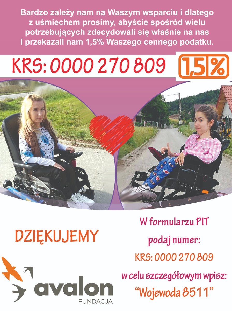 ❤️
Mamy do Ciebie delikatną prośbę🙏
Chorujemy na SMA i każde wsparcie jest dla nas bezcenne.  Prosimy rozważ przekazanie 1,5% podatku na cele związane z naszym leczeniem i rehabilitacją.  KRS: 0000270809
Cel szczegółowy: Wojewoda, 8511
 Z najserdeczniejszymi życzeniami
Siostry🥰