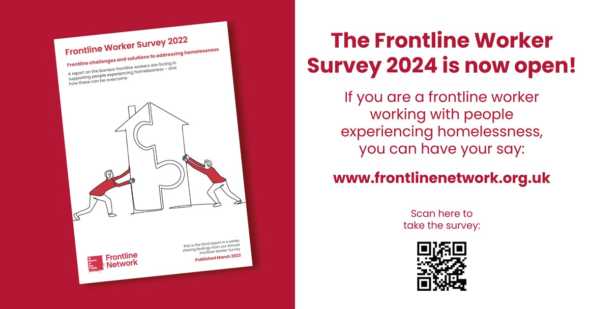 Have your say today in our Annual Frontline Worker Survey - we want to hear from people working in #homelessness

Last year, we used the results to launch our Mental Health Fund and our Wellbeing Project.

To take the survey: rb.gy/gbbffi