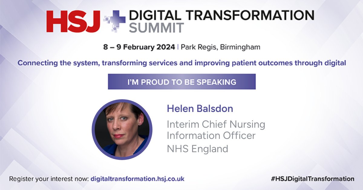 HelenBalsdon1's tweet photo. Delighted to be part of the #HSJDigital Transformation Summit. 

You can hear me on a panel discussing 'Building digital capabilities and developing a digital culture across the organisation'

Event details:
https://t.co/JPT2llCro3 https://t.co/0As5QR7T5H