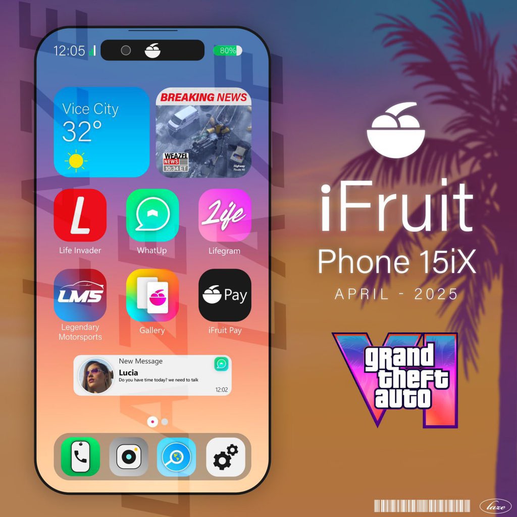 GTAVInewz's tweet photo. GTA 6 Phone concept. Opinions? https://t.co/EVxH1Cz405