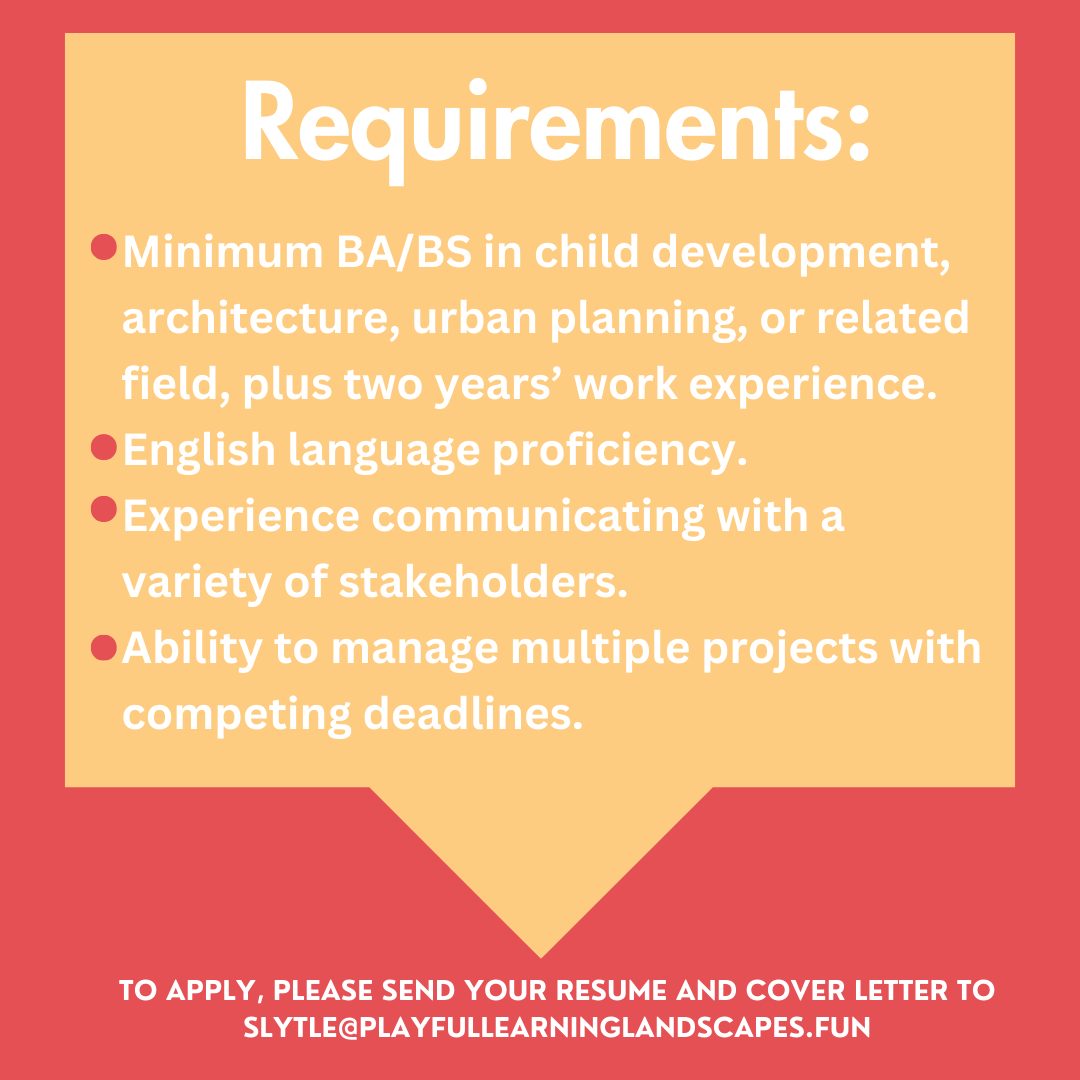 mscott6399's tweet photo. @playfullearng is hiring! Check out this great opportunity for folks interested in dev psych, education, urban planning, and/or urban planning! https://t.co/BXOA1zihMD