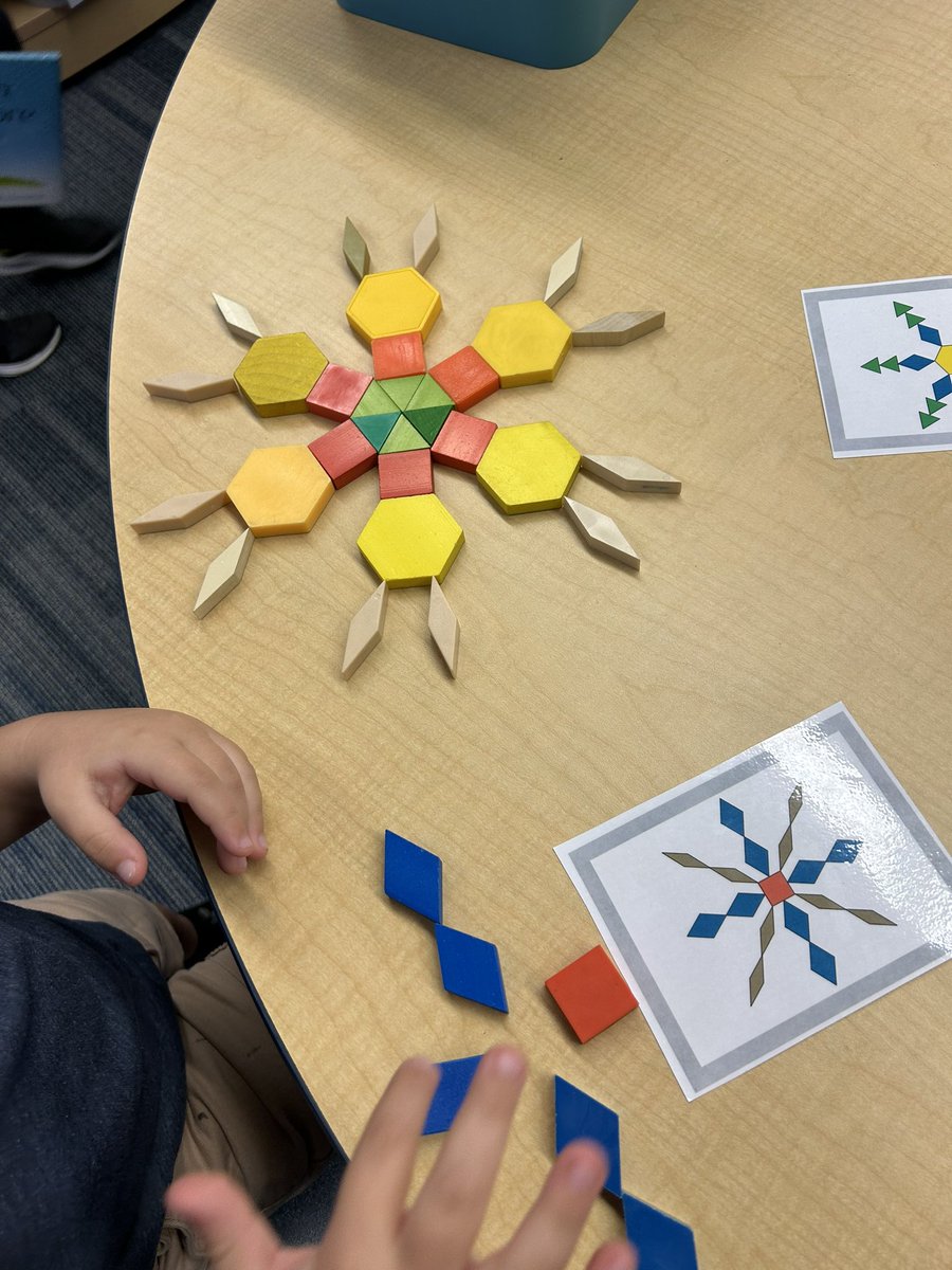 SLEMediaCenter's tweet photo. @SLESeahawks kindergartners listened to a winter story and then made snowflakes using pattern blocks! https://t.co/RpXNIFHkv5